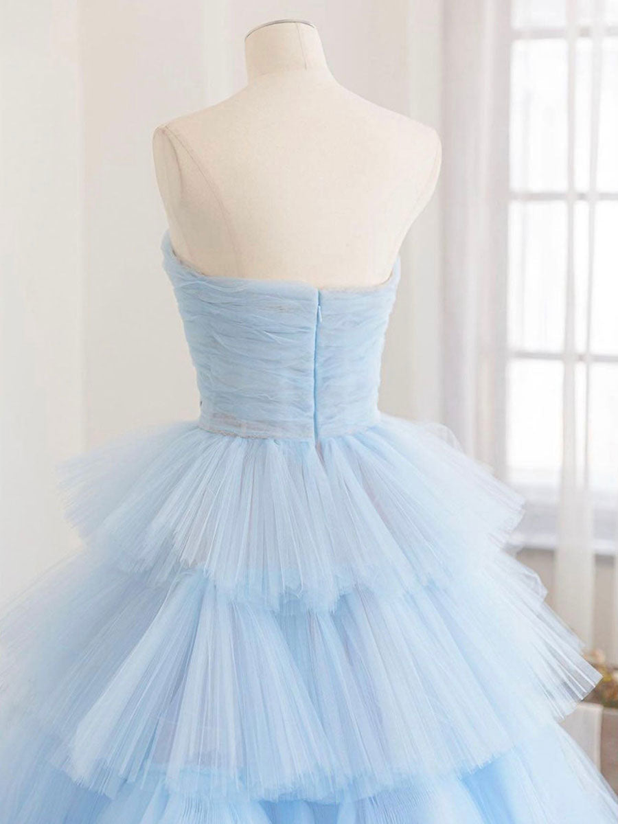 Blue Tulle Long Formal Prom Dress Blue Tulle Long Prom Dress