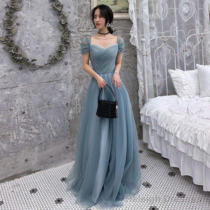 Blue Tulle Long Prom Dress, Evening Dress Secondary image
