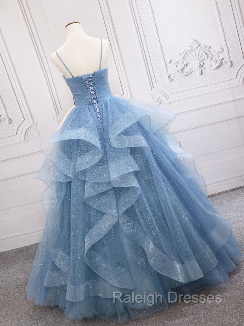 Blue Tulle Long Prom Dresses, Blue Tulle Formal Dresses Sweet 16 Dress Secondary image
