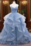 Blue Tulle Long Prom Dresses, Blue Tulle Formal Dresses Sweet 16 Dress