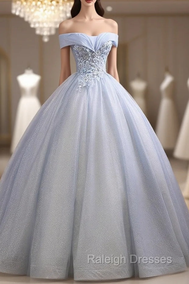 Blue Tulle Sequins Appliques Quinceanera Dresses Main image