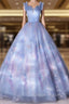Blue Tulle Sequins Pleats Off the Shoulder Quinceanera Dress