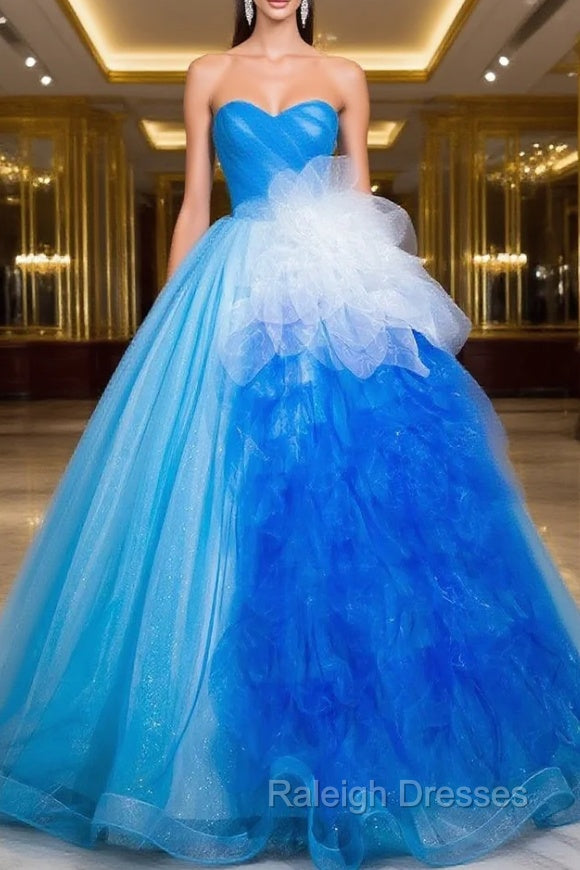 Blue Tulle Sweetheart Pleats Quinceanera Dress Main image