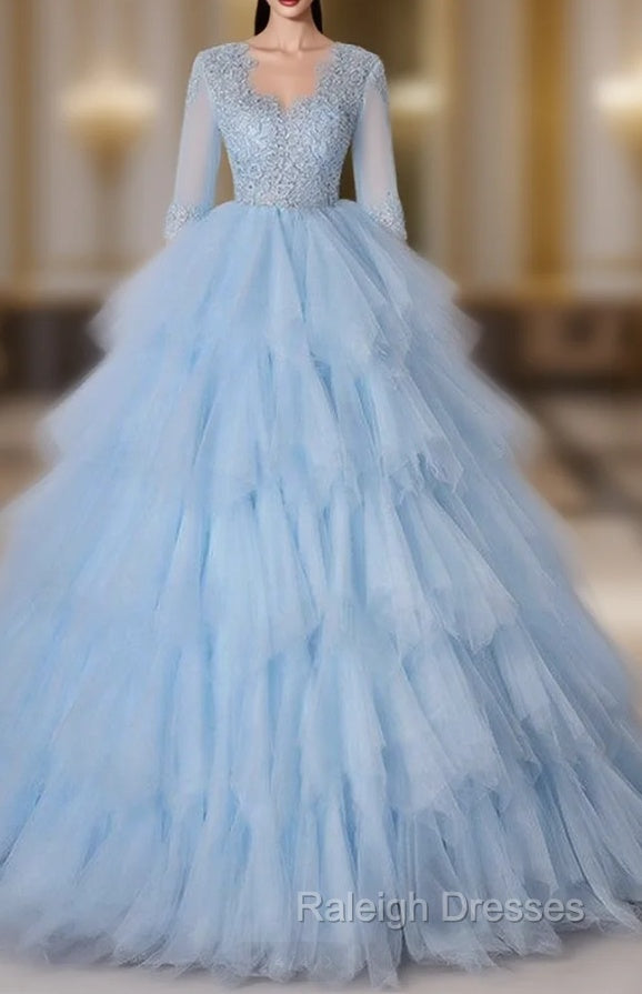 Blue Tulle Tulle Short Sleeve Appliques Quinceanera Dress Main image
