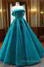 Blue Tullle Strapless Pleats Beading Prom Dress