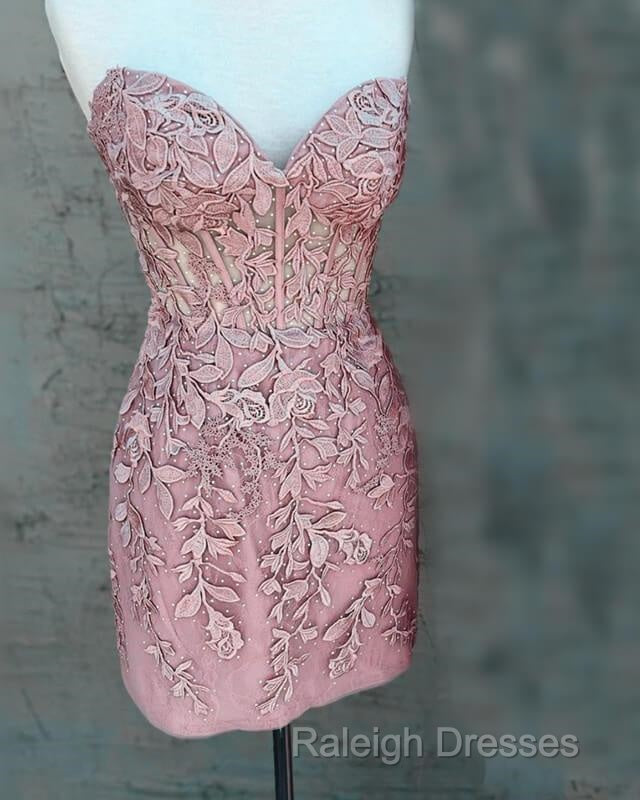 Blush Lace Corset Homecoming Dress Secondary image