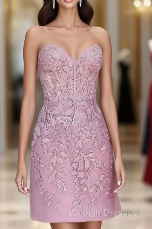 Blush Lace Corset Homecoming Dress Main image