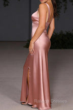 Blush Pink Asymmetrical Bridesmaid Dresses with Slit