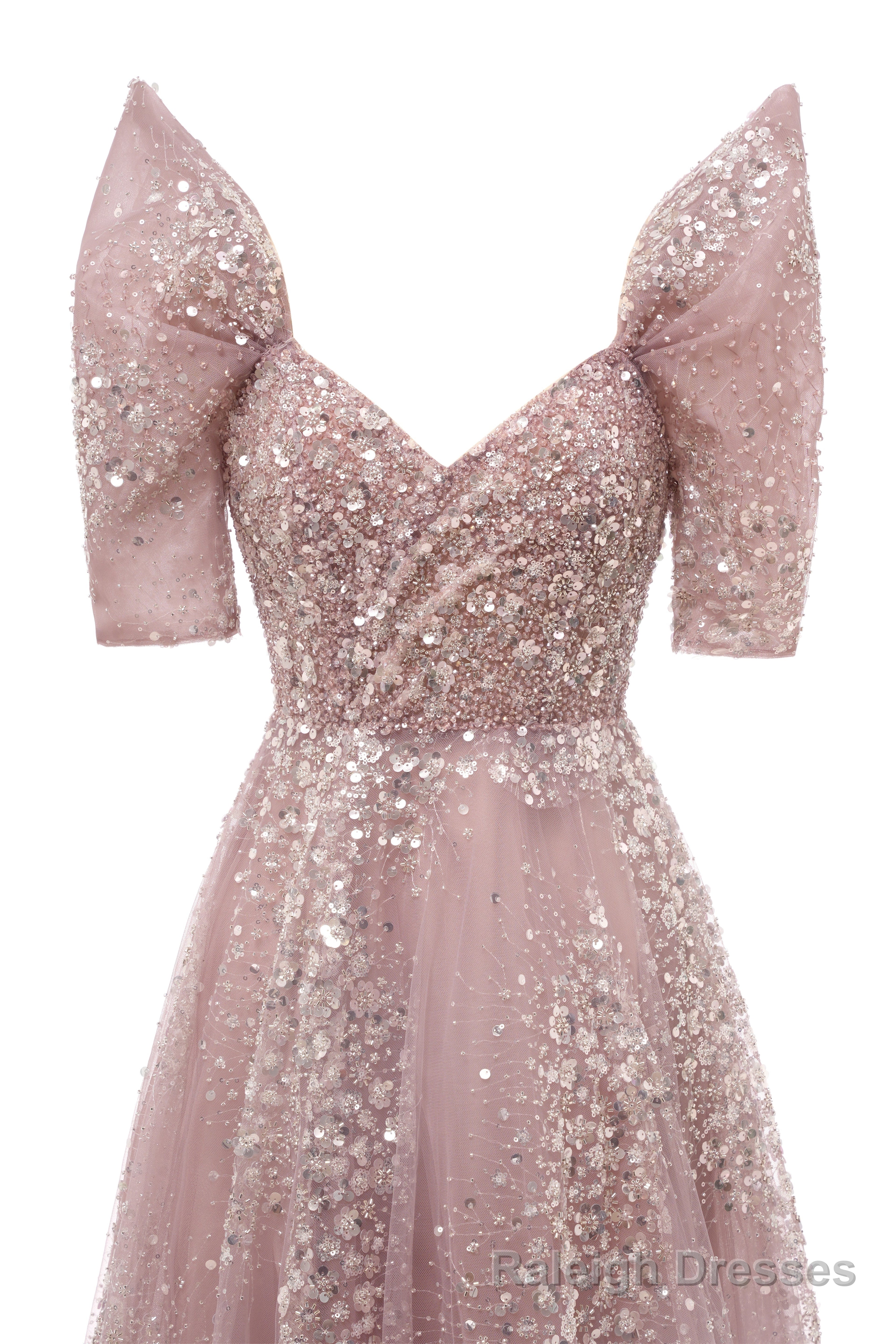 Blushing Pink Lace Crystal Sequin Long Prom Dresses Luxury Evening Gowns Vintage Party Dresses