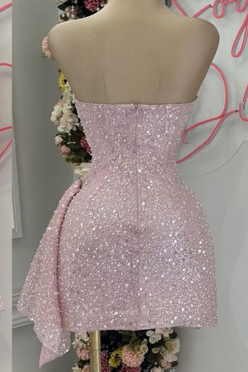 Blushing Pink Sequins Cocktail Dress Woman Elegant Wedding Prom Dresses Gown Mini Graduation Dresses Vestido De GraduacióN Vestido De Fiesta Homecoming Dress Secondary image