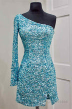 Bodycon One Shoulder Sequins Homecoming Dress