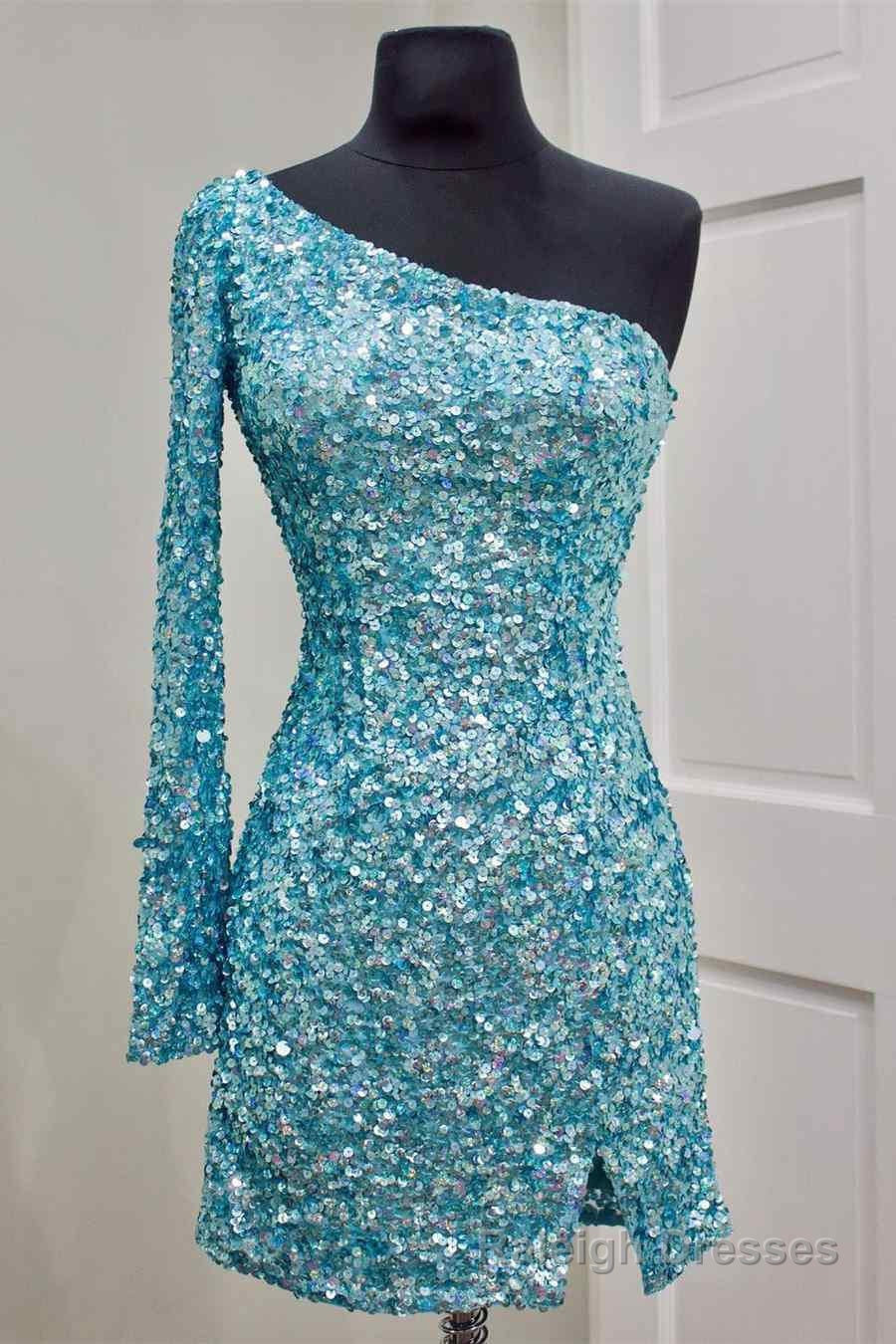 Bodycon One Shoulder Sequins Homecoming Dress