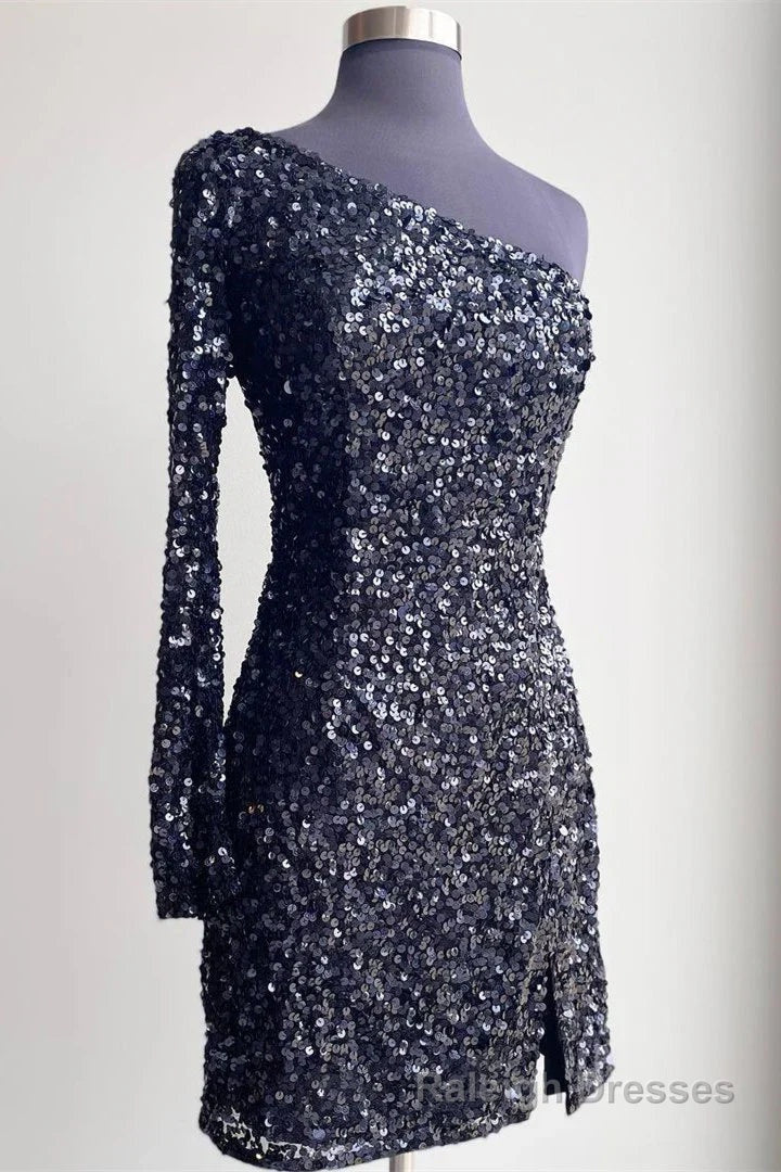 Bodycon One-Shoulder Sequins Homecoming Dress