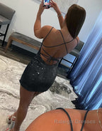 Bodycon Scoop Neck Sequins Homecoming Dress