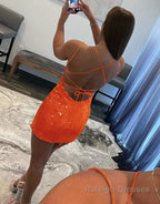 Bodycon Scoop Neck Sequins Homecoming Dress