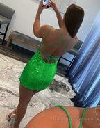 Bodycon Scoop Neck Sequins Homecoming Dress