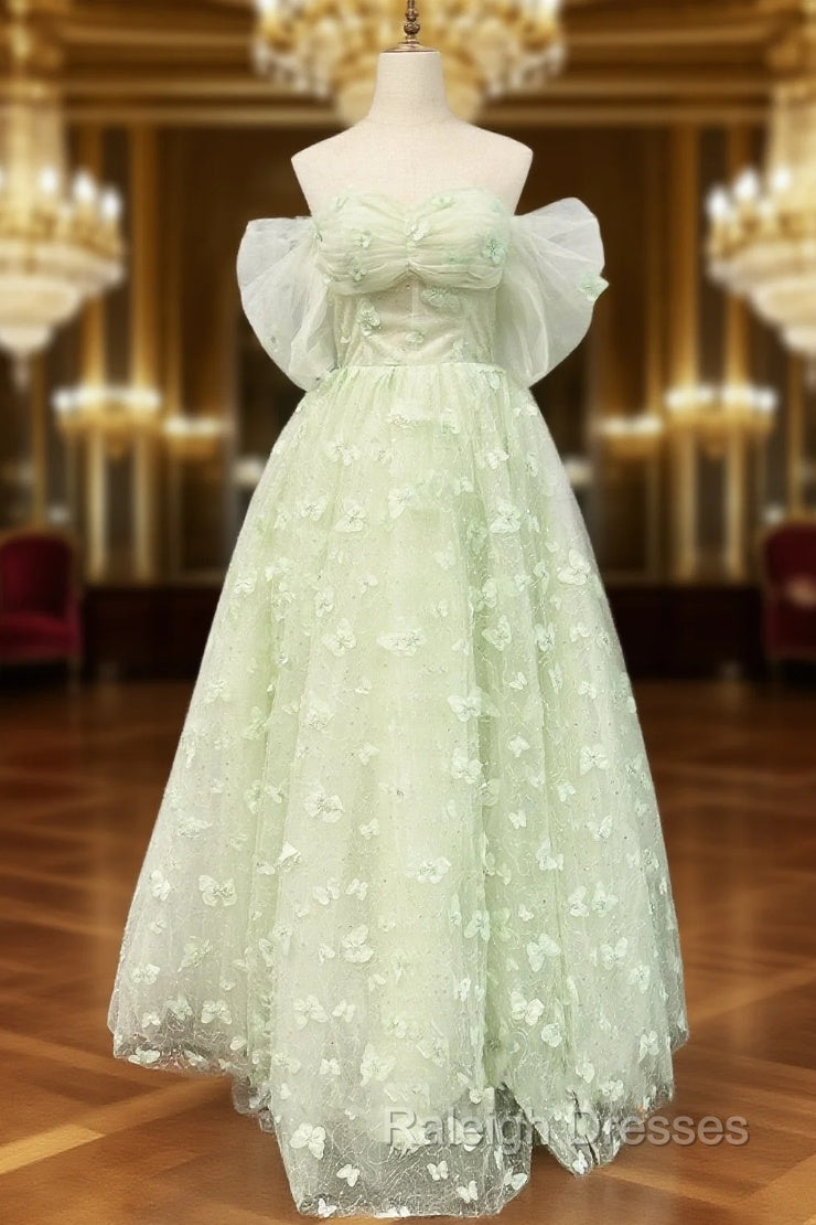 Boho A-Line Sweetheart Green Floor-Length Quinceanera Dress With Petticoat