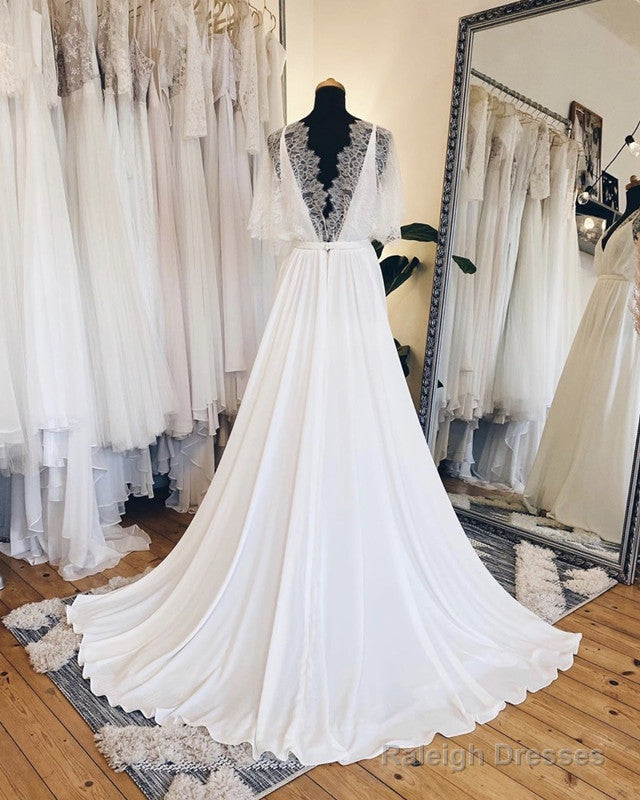 Boho Beach Wedding Dress Lace Sleeves Secondary image