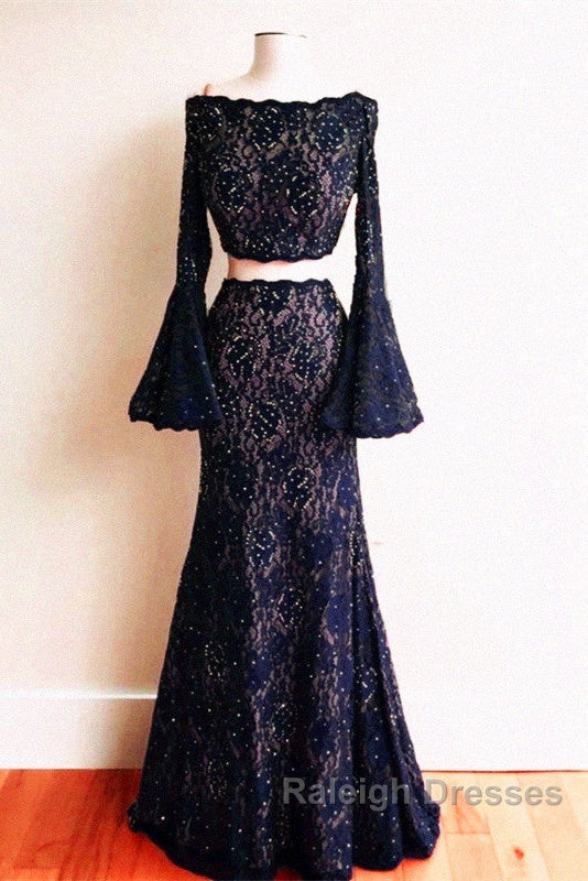 Boho Chic Mermaid Two Piece Lace Prom Dress