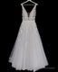 Boho Rustic Wedding Dress Tulle V Neck Embroidery