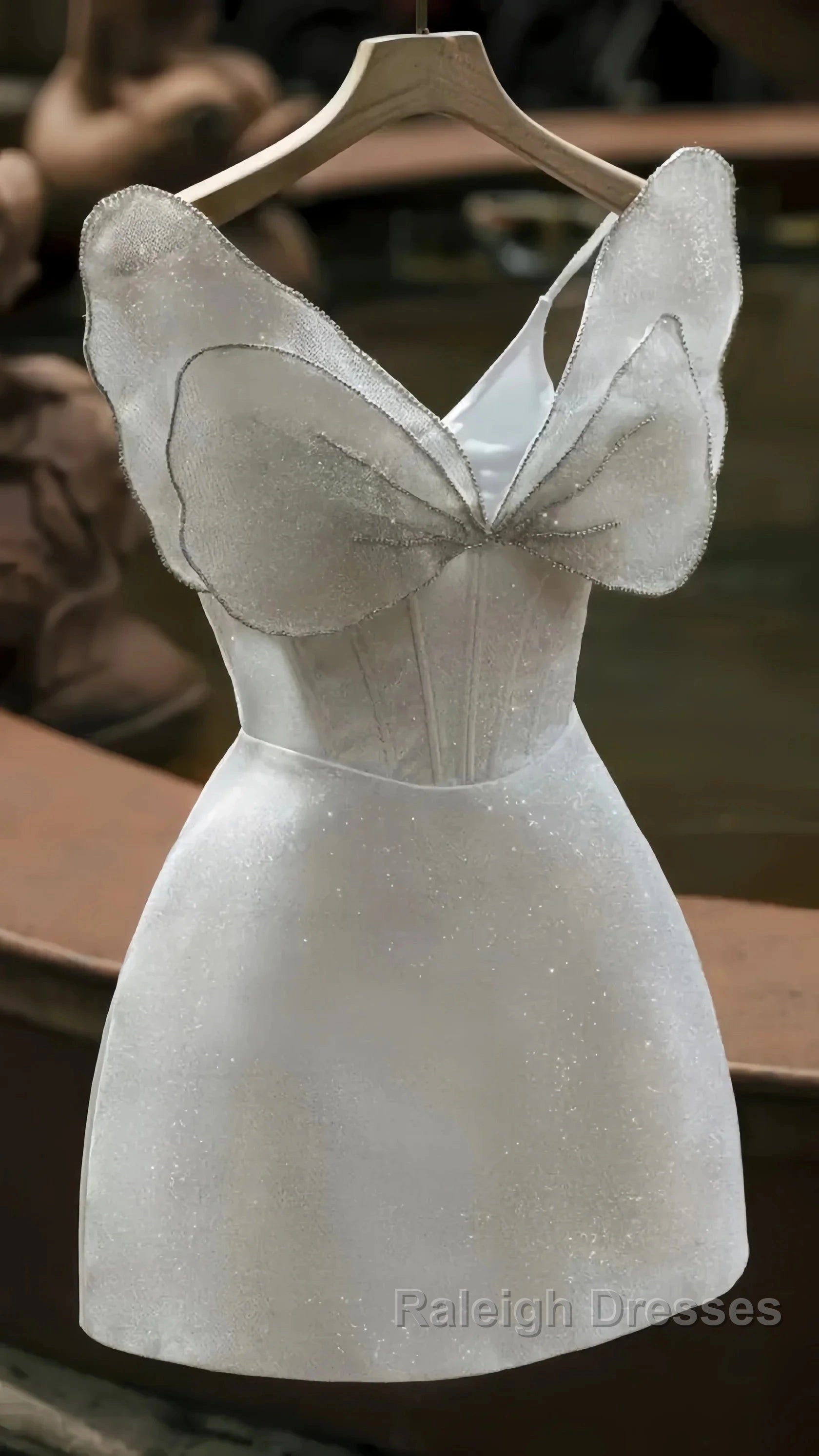 Bowknot White Homecoming Dresses Sparkle Prom Dress Short Prom Dress Secondary image