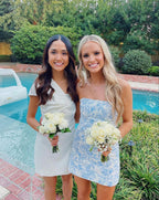 Bravo Floral Print Homecoming Dress Strapless Mini Prom Gowns