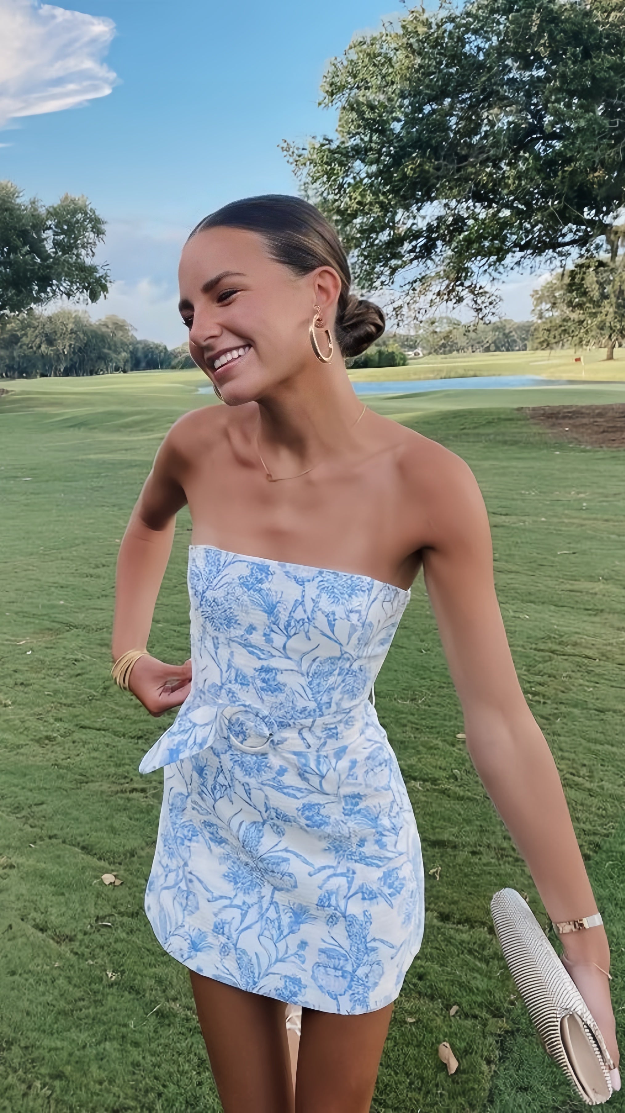 Bravo Floral Print Homecoming Dress Strapless Mini Prom Gowns