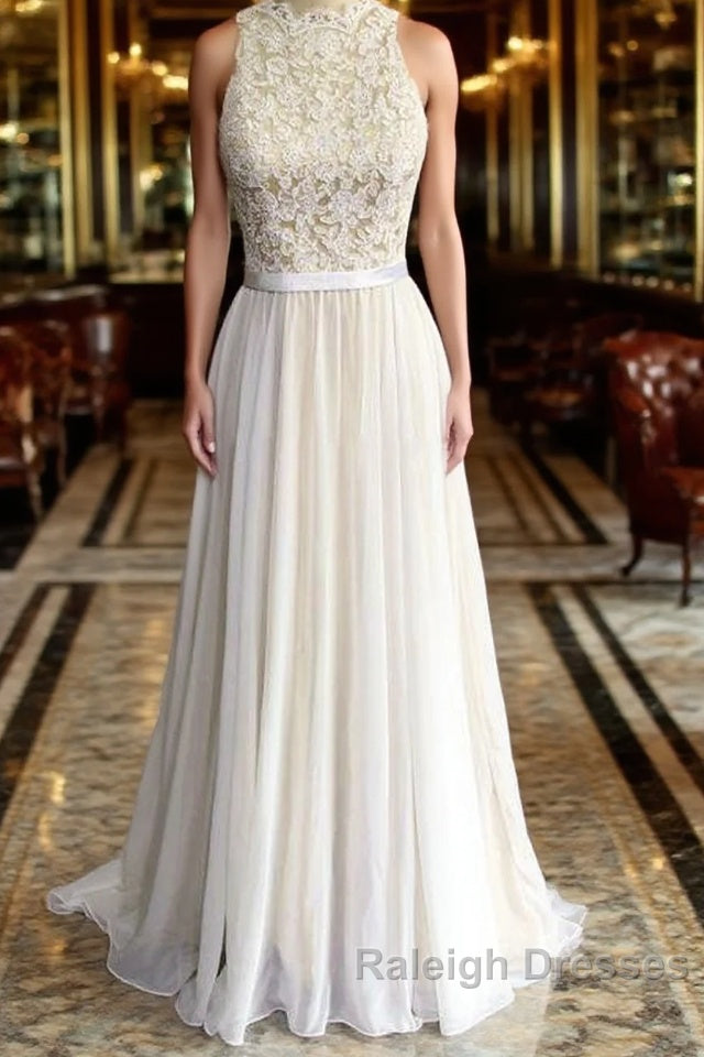 Eye-catching Lace Chiffon A Line Wedding Dresses