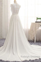 Front Slit Appliques Chiffon A Line Wedding Dresses