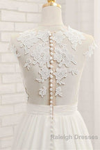 Front Slit Appliques Chiffon A Line Wedding Dresses