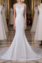 Precious Spaghetti Strap Lace Mermaid Wedding Dress