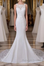 Precious Spaghetti Strap Lace Mermaid Wedding Dresses