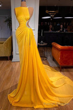Bright Yellow Prom Dresses Long Mermaid With Slit