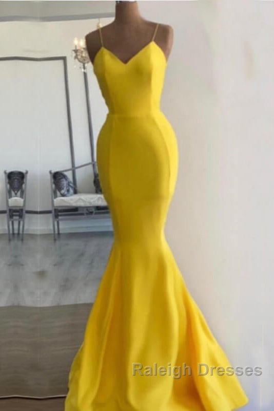 Bright Yellow Mermaid Satin Dresses Secondary image