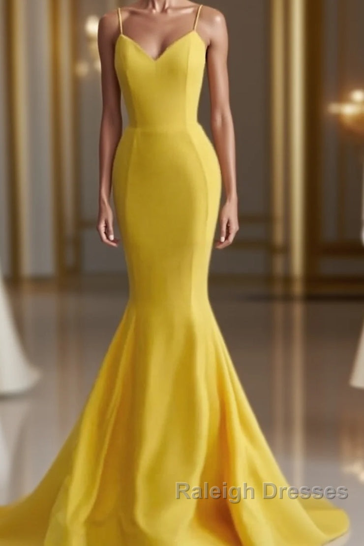 Bright Yellow Mermaid Satin Dresses Main image