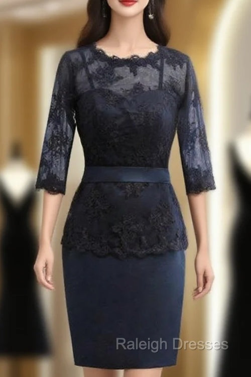 Brilliant Navy Blue Mother Of The Bride Dresses Sheath 3/4 Sleeves Main image