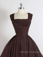 Brown A-Line Short Prom Dresses, Brown Short Formal Dress