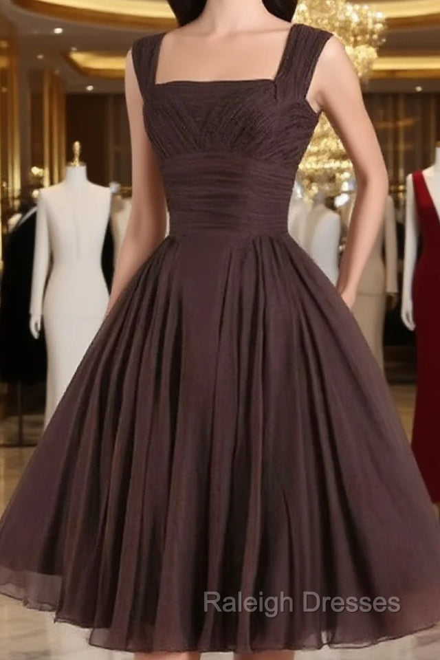 Brown A Line Short Prom Dresses, Brown Short Formal Dress