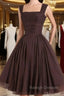 Brown A Line Short Prom Dresses, Brown Short Formal Dress