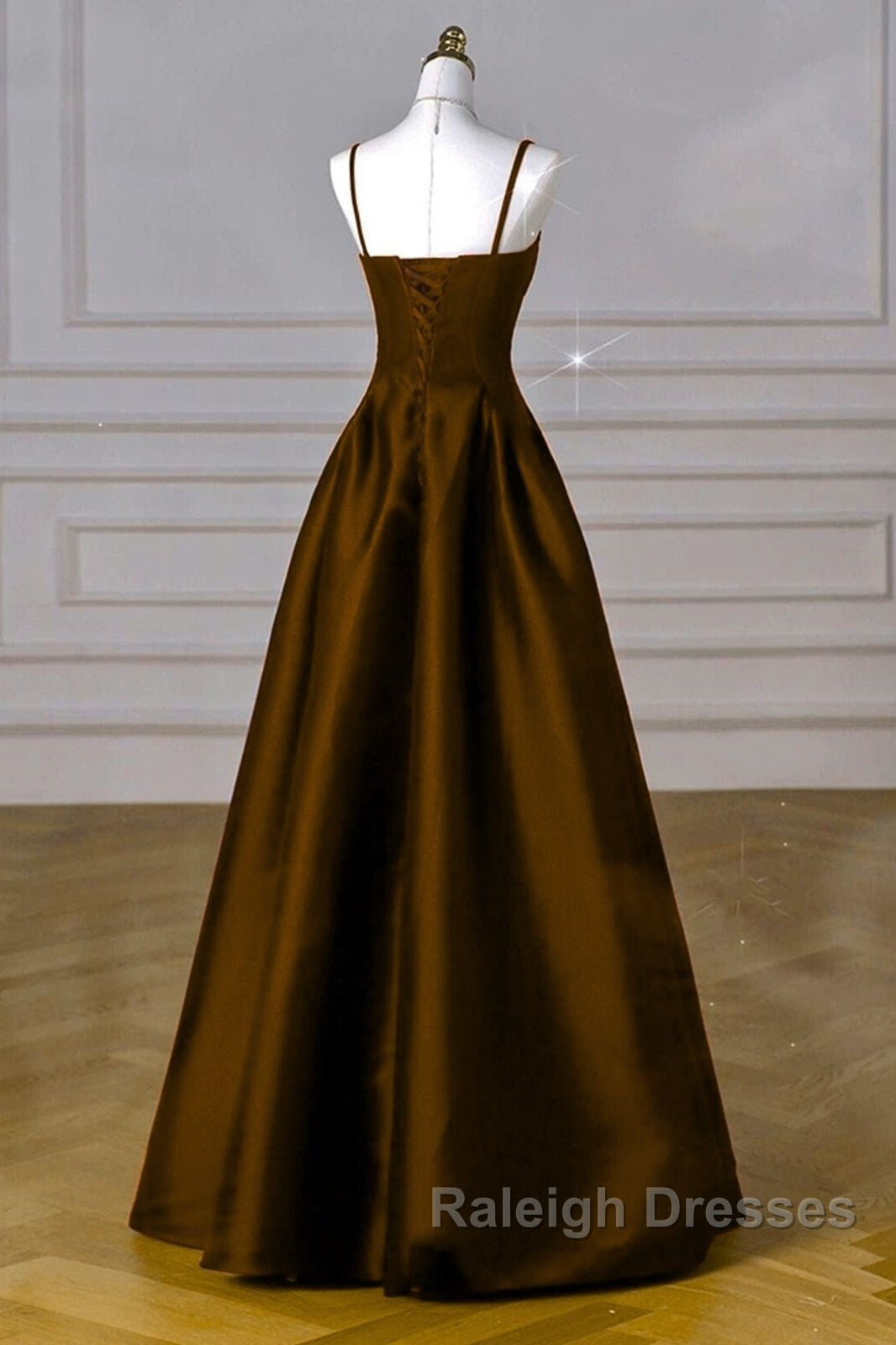 Brown Satin A-Line Sweetheart Long Formal Dress, Simple Brown Evening Dress