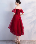 Burgundy Tulle Short Prom Dress Homecoming Dress