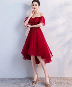 Burgundy Tulle Short Prom Dress Homecoming Dress
