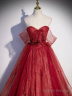 Burgundy A Line Off Shoulder Long Prom Dress Burgundy Evening Dress