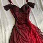Burgundy A Line Shiny Long Prom Dress Ruffled Evening Gown
