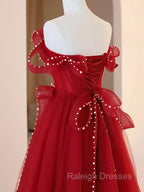 Burgundy A Line Tulle Long Prom Dresses Burgundy Tulle Prom Dresses