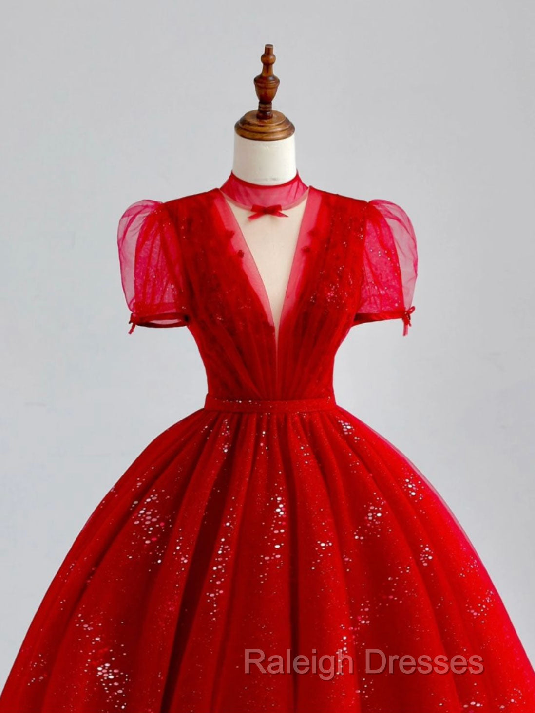 Burgundy A-Line Tulle Sequin Long Prom Dress, Burgundy Formal Dress Secondary image