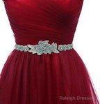 Burgundy Beaded Tulle New Style Prom Dress, Tulle Party Dress