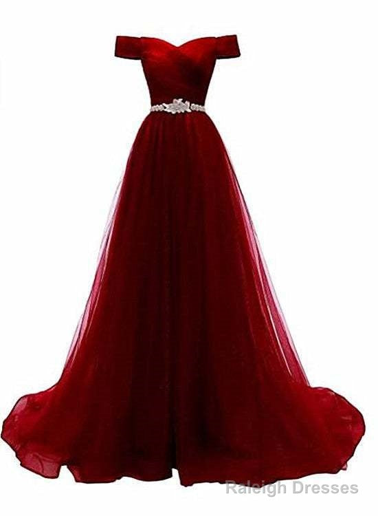 Burgundy Beaded Tulle New Style Prom Dress, Tulle Party Dress Main image