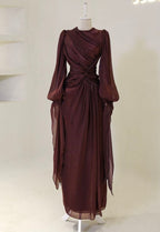 Burgundy Prom Dress A-Line Long Prom Gown