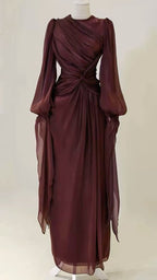 Burgundy Prom Dress A-Line Long Prom Gown